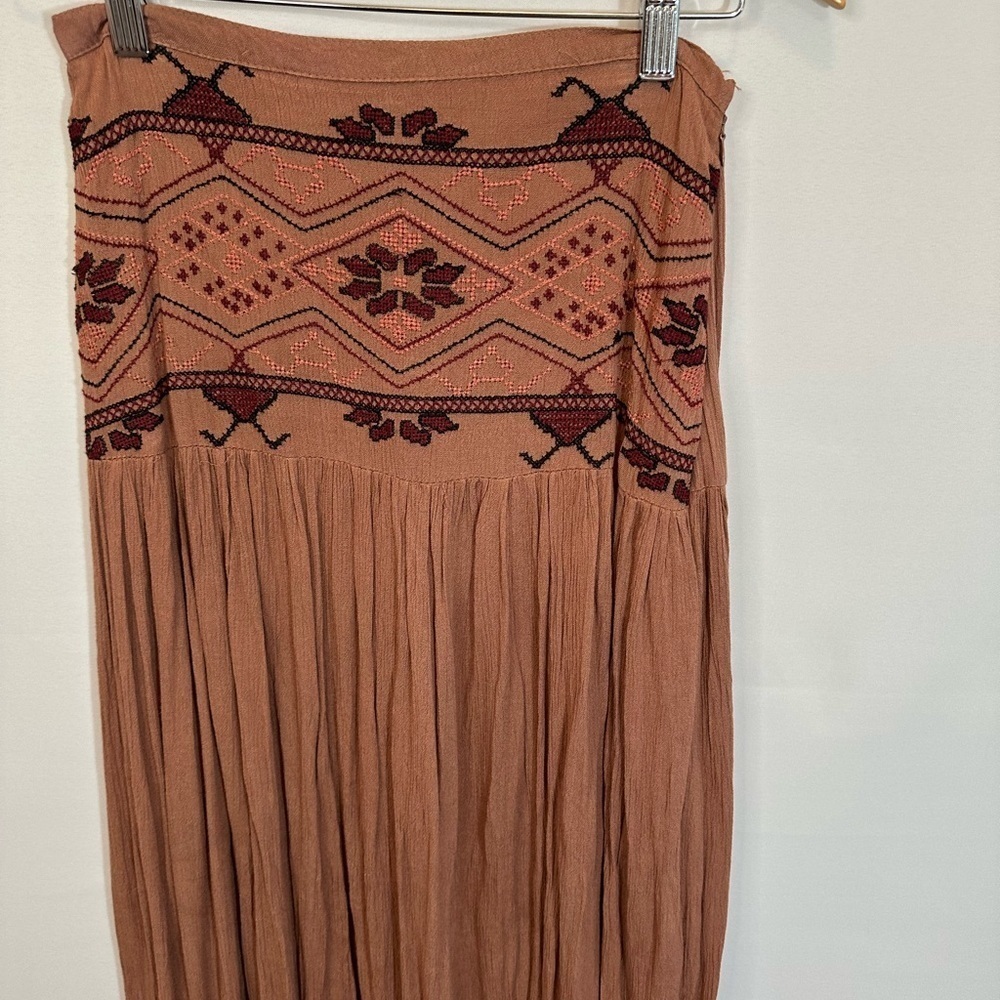 Japna Womens Size S Maxi Skirt Embroidered Side Zipper Slits Boho Hippie NWT - Picture 9 of 14
